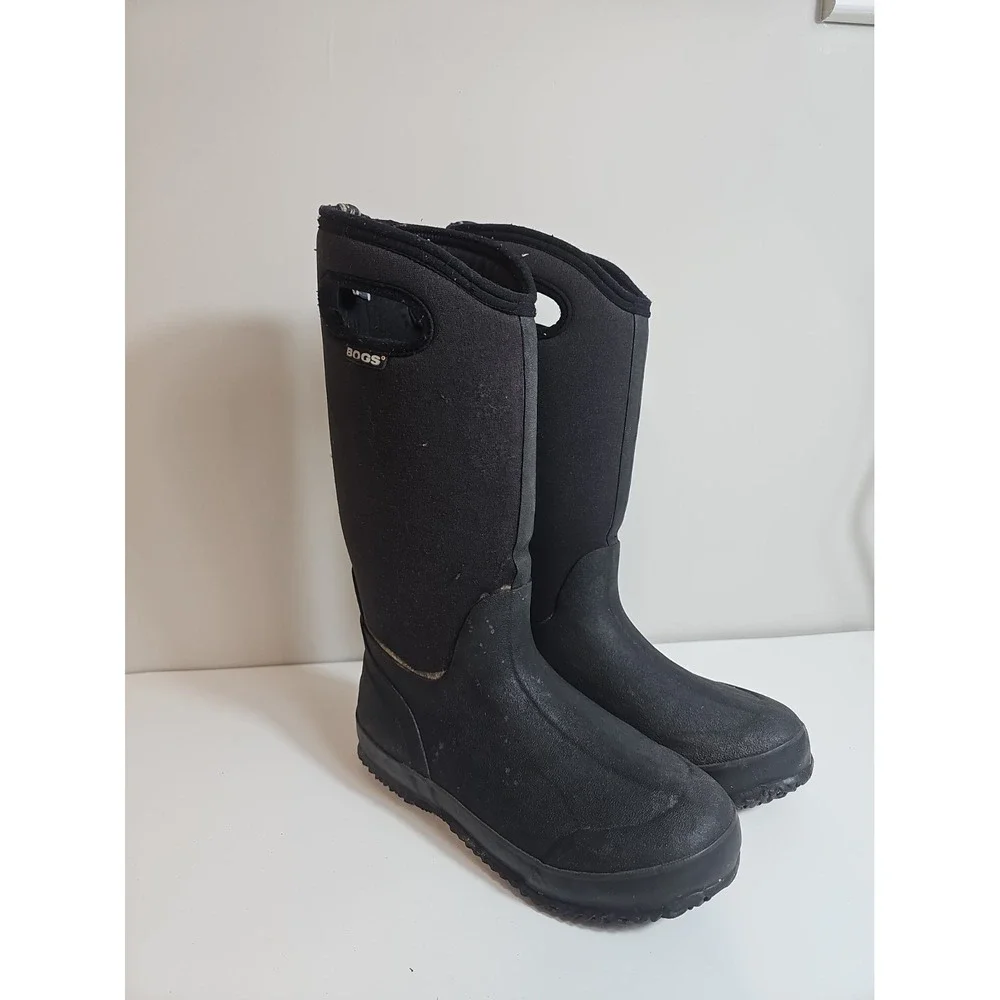 BOGS Boots Women's US 7 EUR 40 Classic High Handle Rubber Tall Black Waterproof
